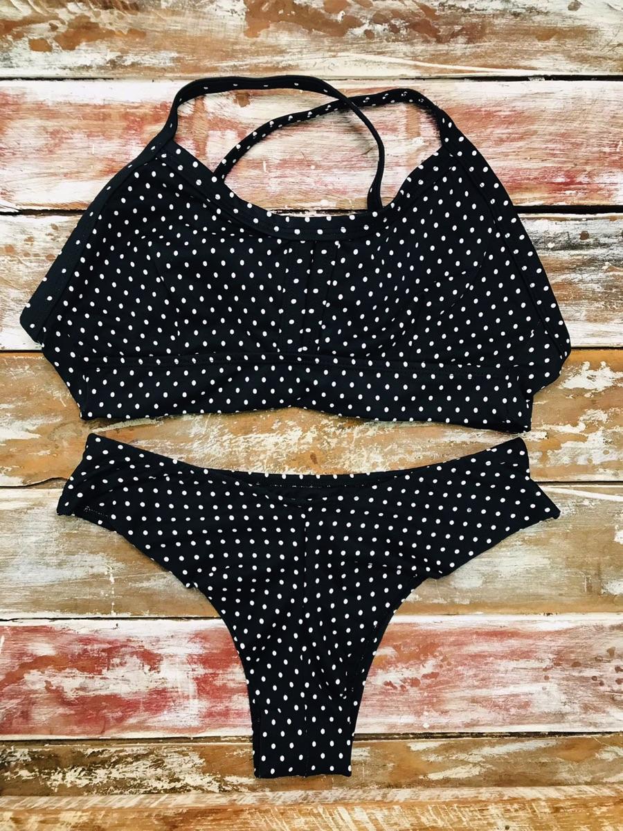 Maillot de Bain Grande Taille 2 Pièces G4 POIS NOIR
