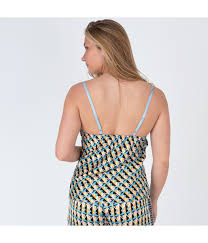 Top femme satin imprimé Vicky bleu
