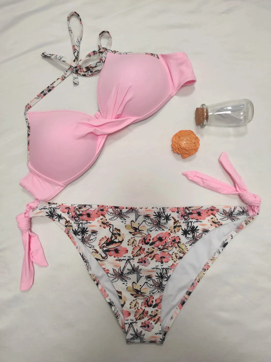 2 pieces ensemble Bicolore Rose  Floral  Size 2 XK 44 /16