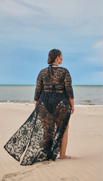 Sortie de plage Kimono long  blanc Taille unique