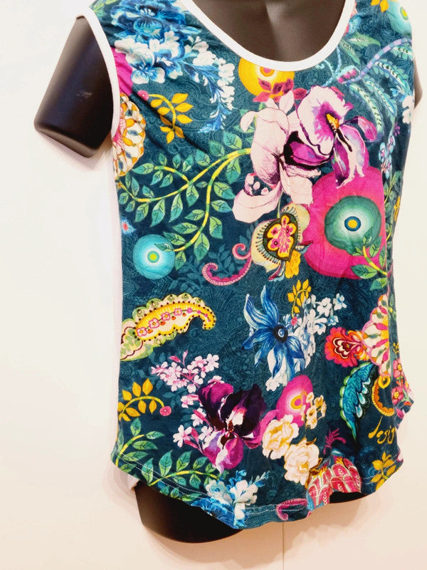 Tee shirt sans manches Desigual fleurs multicolores taille S