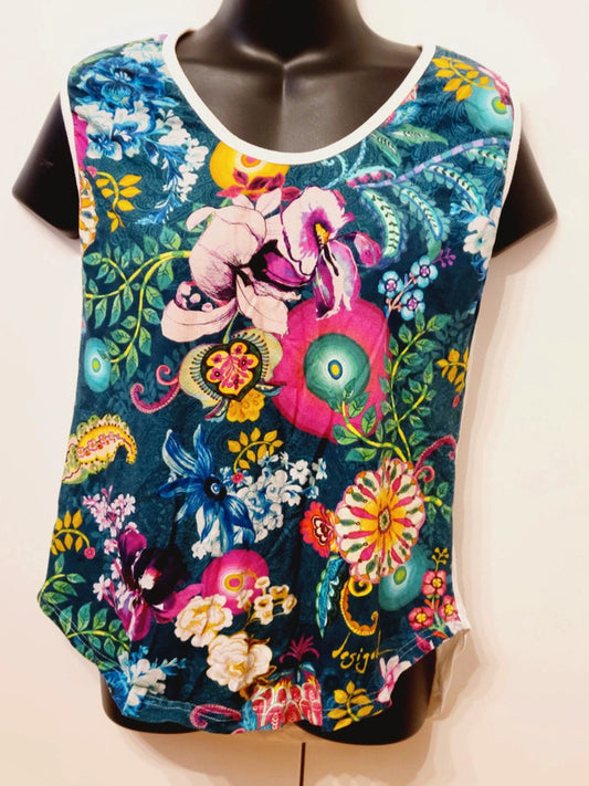 Tee shirt sans manches Desigual fleurs multicolores taille S