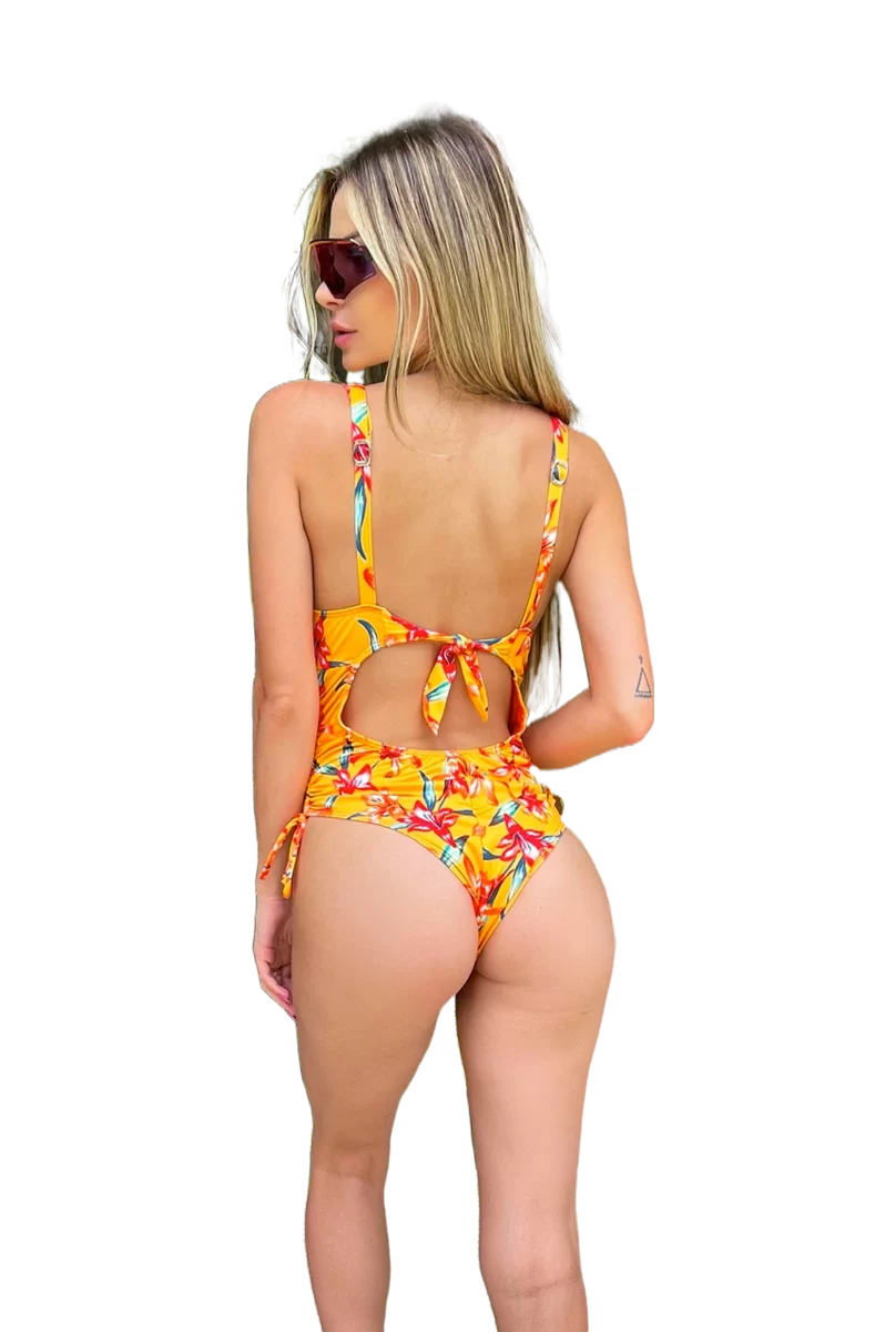 Maillot de Bain 1 Pièce ORANGE FLOREAL
