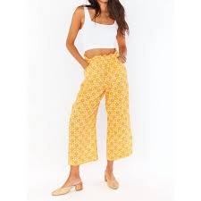 Pantalon femme satin imprimé cachemire orange