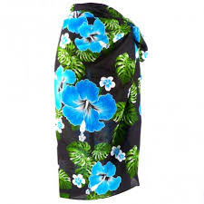 Pareo bleu long a fleur T U